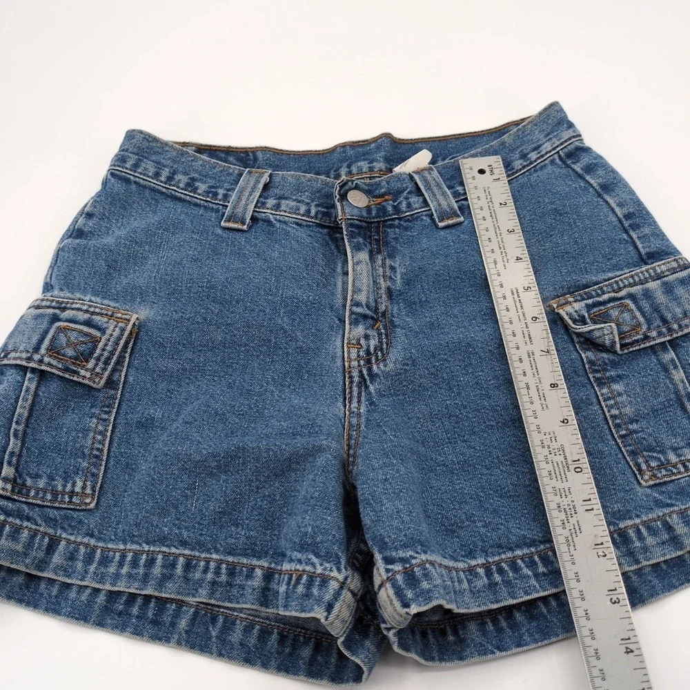 Vtg 1998 Levi's L2 Cargo Flap Pocket Denim Shorts Size 7 RARE Skater 90s Jorts